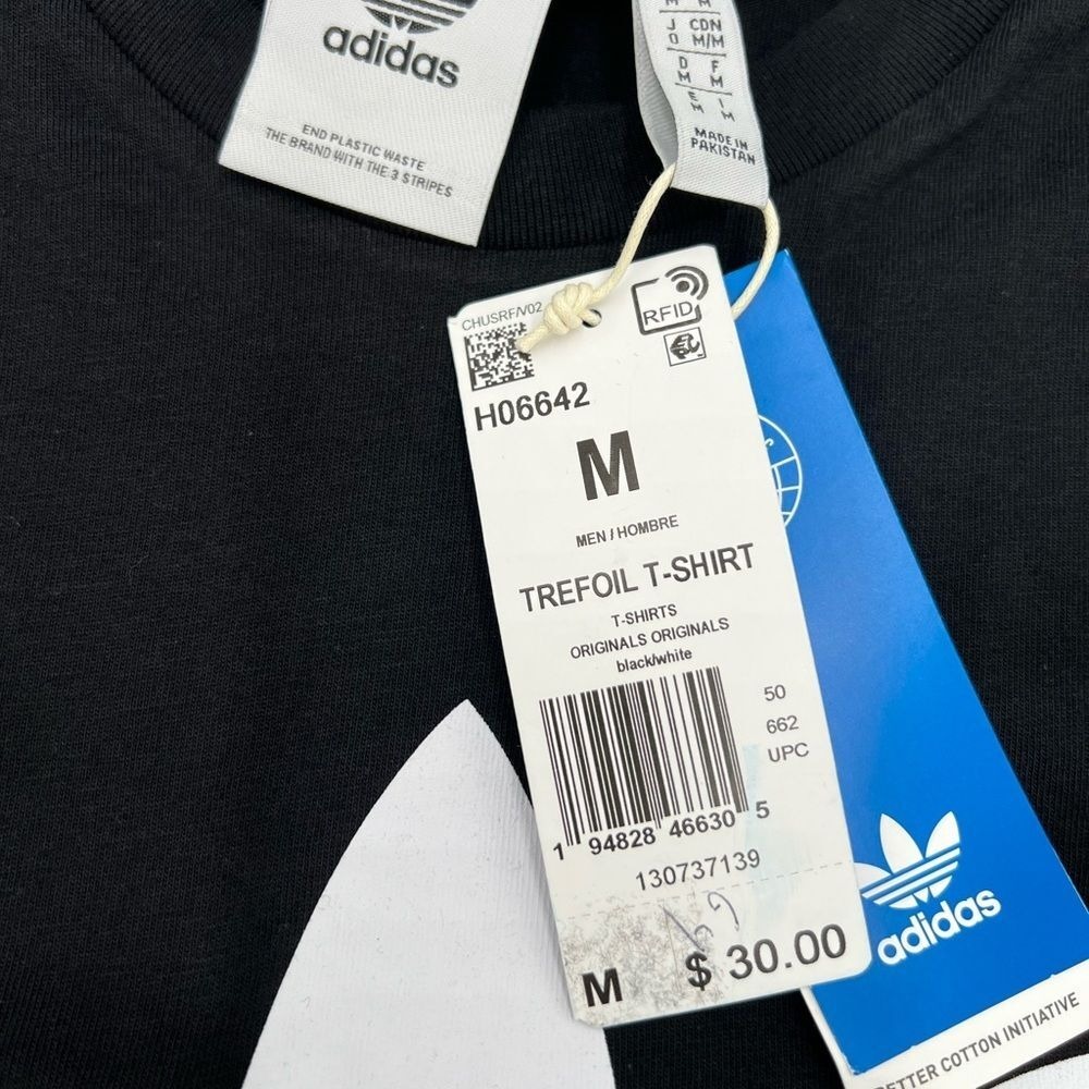 Adidas Originals Mens Trefoil T-Shirt Black White Graphic Logo Tee H06642 M - Picture 5 of 7
